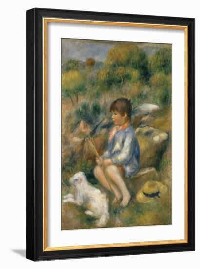 Young Boy with His Dog by a Brook, 1890-Pierre-Auguste Renoir-Framed Giclee Print