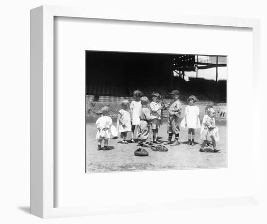 Young Boys and Girls on the Baseball Field Photograph-Lantern Press-Framed Art Print