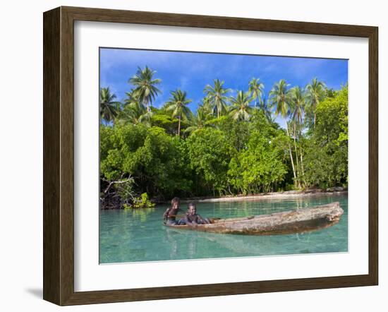 Young Boys Fishing in the Marovo Lagoon, Solomon Islands, Pacific-Michael Runkel-Framed Photographic Print