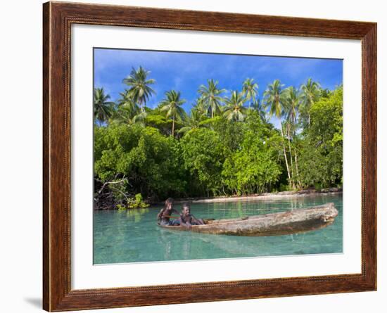 Young Boys Fishing in the Marovo Lagoon, Solomon Islands, Pacific-Michael Runkel-Framed Photographic Print