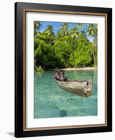 Young Boys Fishing in the Marovo Lagoon, Solomon Islands, Pacific-Michael Runkel-Framed Photographic Print