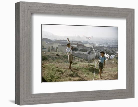 Young Boys Flying Kites in Durban, Africa 1960-Grey Villet-Framed Photographic Print