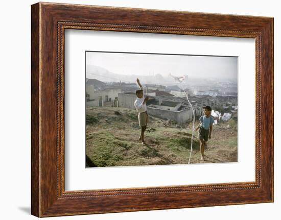 Young Boys Flying Kites in Durban, Africa 1960-Grey Villet-Framed Photographic Print