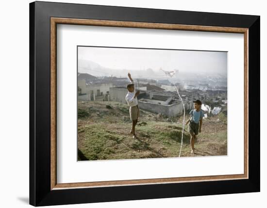 Young Boys Flying Kites in Durban, Africa 1960-Grey Villet-Framed Photographic Print