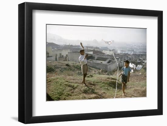 Young Boys Flying Kites in Durban, Africa 1960-Grey Villet-Framed Photographic Print