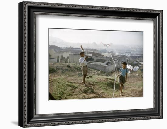Young Boys Flying Kites in Durban, Africa 1960-Grey Villet-Framed Photographic Print