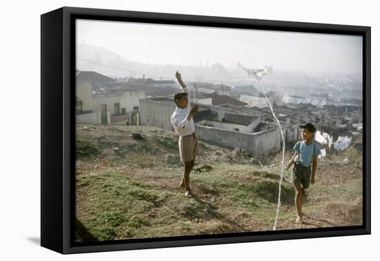 Young Boys Flying Kites in Durban, Africa 1960-Grey Villet-Framed Premier Image Canvas