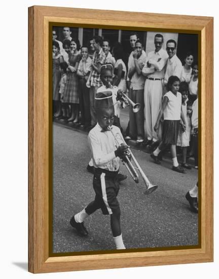 Young Boys Playing Trumpets in a Parade-Hank Walker-Framed Premier Image Canvas