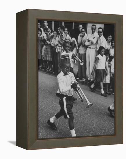 Young Boys Playing Trumpets in a Parade-Hank Walker-Framed Premier Image Canvas