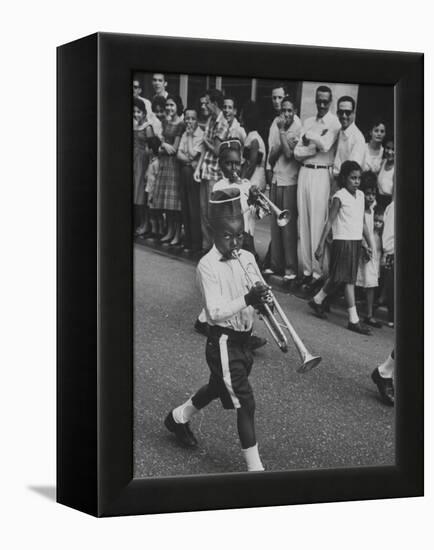 Young Boys Playing Trumpets in a Parade-Hank Walker-Framed Premier Image Canvas