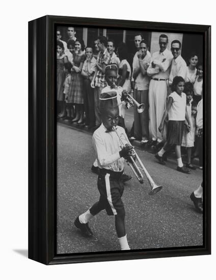 Young Boys Playing Trumpets in a Parade-Hank Walker-Framed Premier Image Canvas