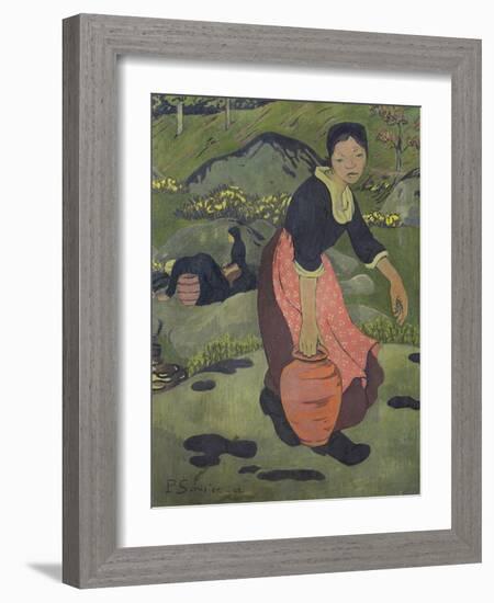 Young Breton Girl with a Jug, 1892 (Oil on Canvas)-Paul Serusier-Framed Giclee Print