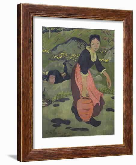 Young Breton Girl with a Jug, 1892 (Oil on Canvas)-Paul Serusier-Framed Giclee Print