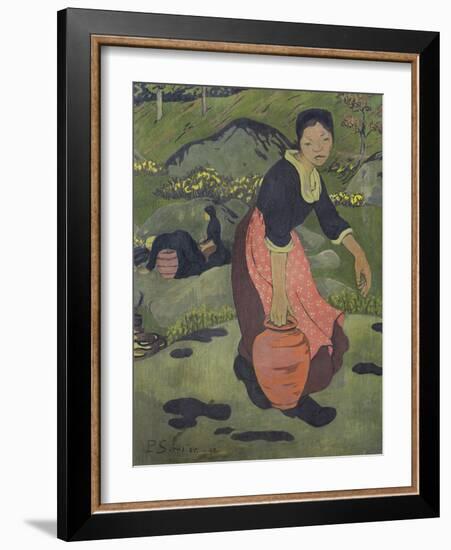 Young Breton Girl with a Jug, 1892 (Oil on Canvas)-Paul Serusier-Framed Giclee Print