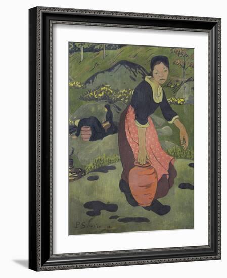 Young Breton Girl with a Jug, 1892 (Oil on Canvas)-Paul Serusier-Framed Giclee Print