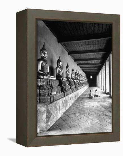 Young Buddhist and Boy on Inner Courtyard Near Buddhist Shrine-Dmitri Kessel-Framed Premier Image Canvas