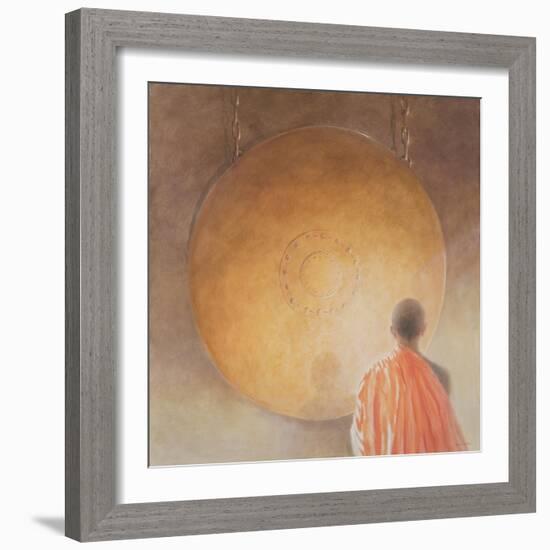 Young Buddhist Monk and Gong, Bhutan, 2010-Lincoln Seligman-Framed Giclee Print