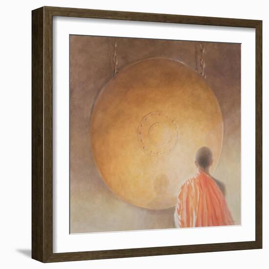 Young Buddhist Monk and Gong, Bhutan, 2010-Lincoln Seligman-Framed Giclee Print