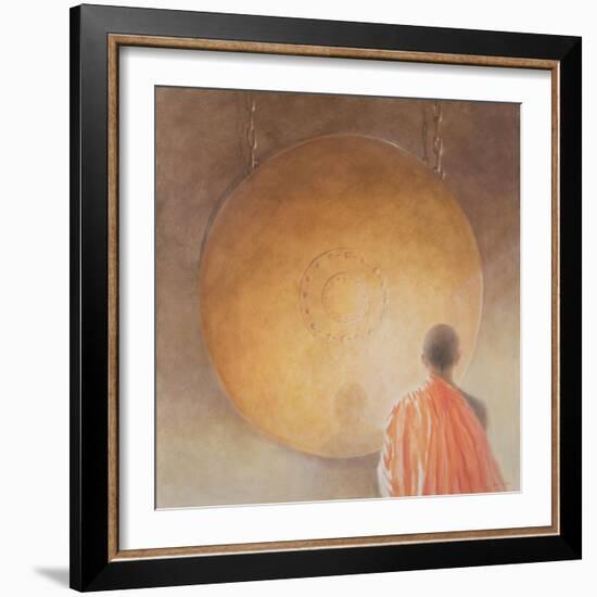 Young Buddhist Monk and Gong, Bhutan, 2010-Lincoln Seligman-Framed Giclee Print