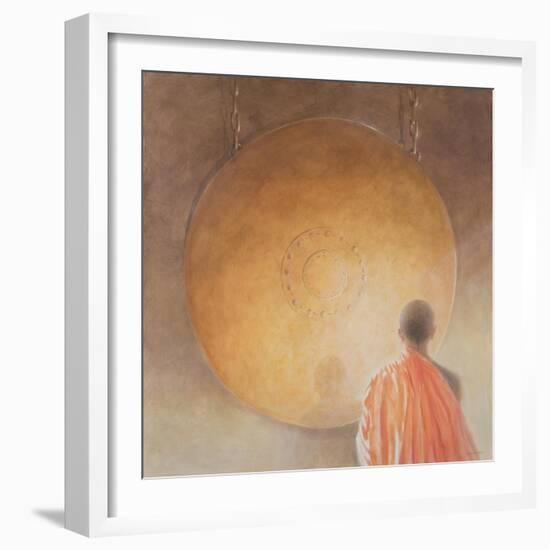 Young Buddhist Monk and Gong, Bhutan, 2010-Lincoln Seligman-Framed Giclee Print