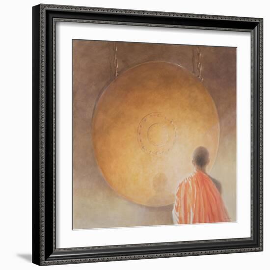 Young Buddhist Monk and Gong, Bhutan, 2010-Lincoln Seligman-Framed Giclee Print