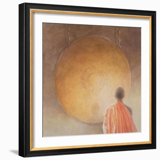 Young Buddhist Monk and Gong, Bhutan, 2010-Lincoln Seligman-Framed Giclee Print