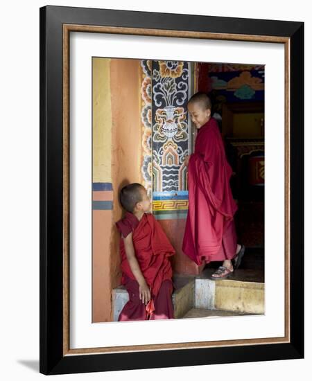 Young Buddhist Monks, Paro Dzong, Paro, Bhutan, Asia-Angelo Cavalli-Framed Photographic Print