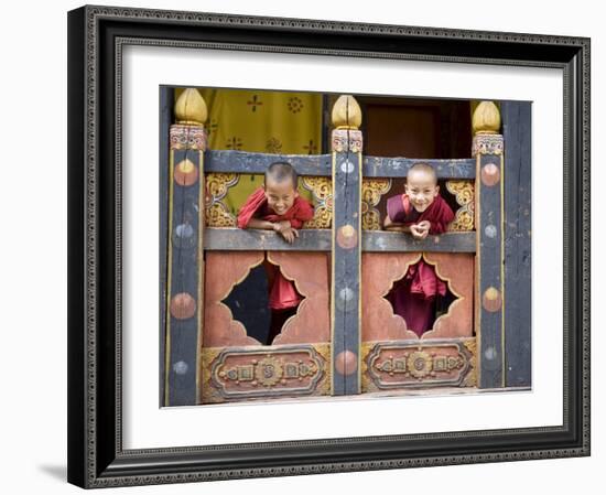 Young Buddhist Monks, Paro Dzong, Paro, Bhutan, Asia-Angelo Cavalli-Framed Photographic Print