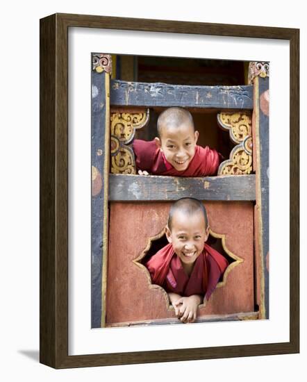 Young Buddhist Monks, Paro Dzong, Paro, Bhutan, Asia-Angelo Cavalli-Framed Photographic Print