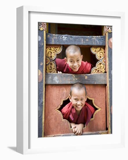 Young Buddhist Monks, Paro Dzong, Paro, Bhutan, Asia-Angelo Cavalli-Framed Photographic Print