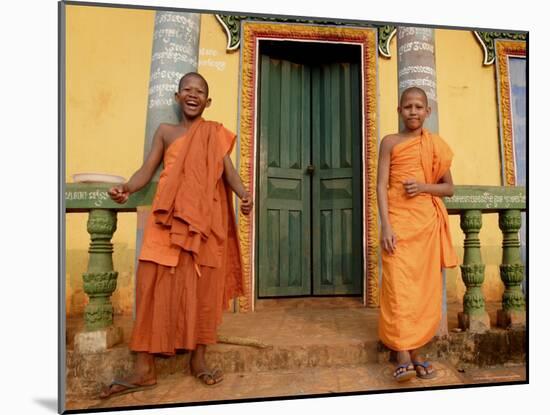 Young Buddhist Novices Relax Outside Their Temple in Sen Monorom, Cambodia, Southeast Asia-Andrew Mcconnell-Mounted Photographic Print