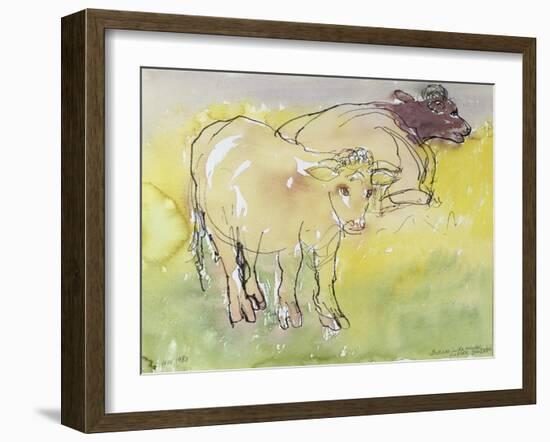 Young Bullocks in the Meadow, 1983-Brenda Brin Booker-Framed Giclee Print