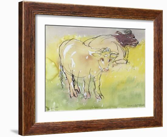 Young Bullocks in the Meadow, 1983-Brenda Brin Booker-Framed Giclee Print