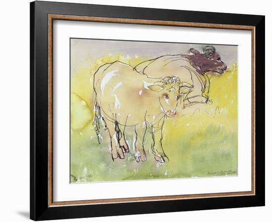 Young Bullocks in the Meadow, 1983-Brenda Brin Booker-Framed Giclee Print