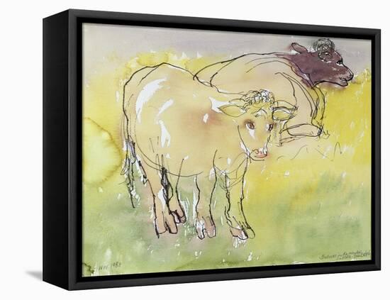 Young Bullocks in the Meadow, 1983-Brenda Brin Booker-Framed Premier Image Canvas