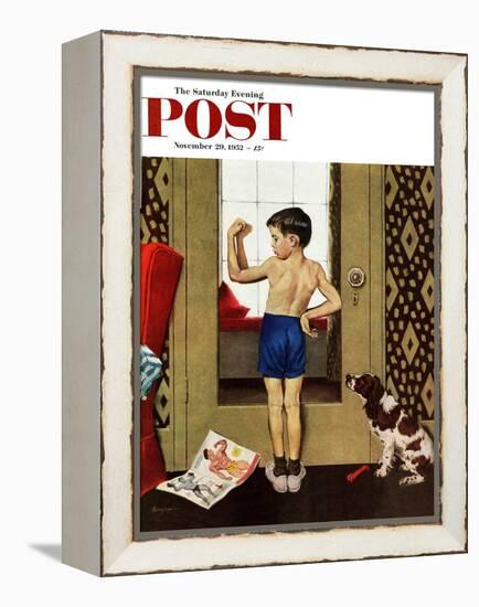 "Young Charles Atlas" Saturday Evening Post Cover, November 29, 1952-George Hughes-Framed Premier Image Canvas