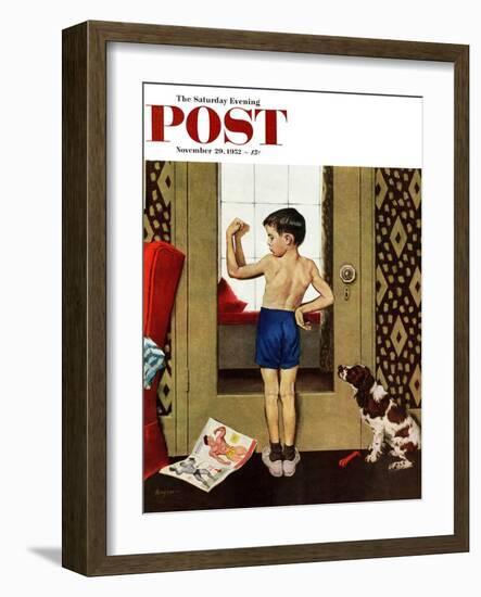 "Young Charles Atlas" Saturday Evening Post Cover, November 29, 1952-George Hughes-Framed Giclee Print