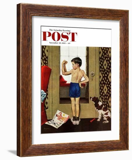 "Young Charles Atlas" Saturday Evening Post Cover, November 29, 1952-George Hughes-Framed Giclee Print