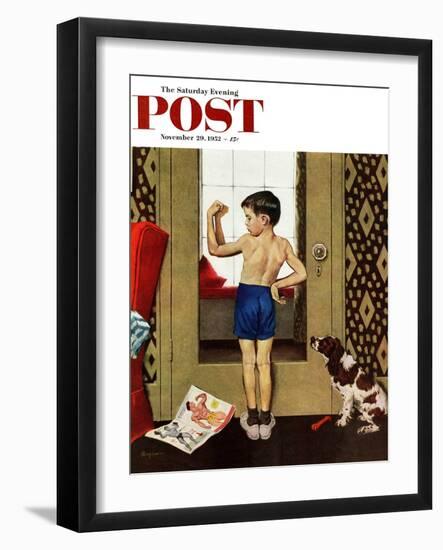 "Young Charles Atlas" Saturday Evening Post Cover, November 29, 1952-George Hughes-Framed Giclee Print