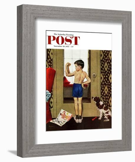 "Young Charles Atlas" Saturday Evening Post Cover, November 29, 1952-George Hughes-Framed Giclee Print