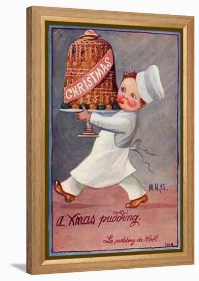 Young Chef Carries in a Decorated Pudding-M. Alys-Framed Stretched Canvas