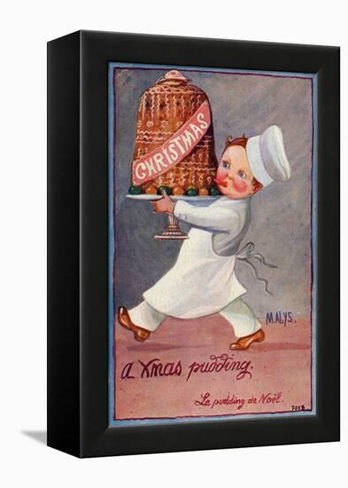 Young Chef Carries in a Decorated Pudding-M. Alys-Framed Stretched Canvas