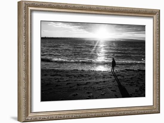 Young Child Alone on Beach-Sharon Wish-Framed Photographic Print