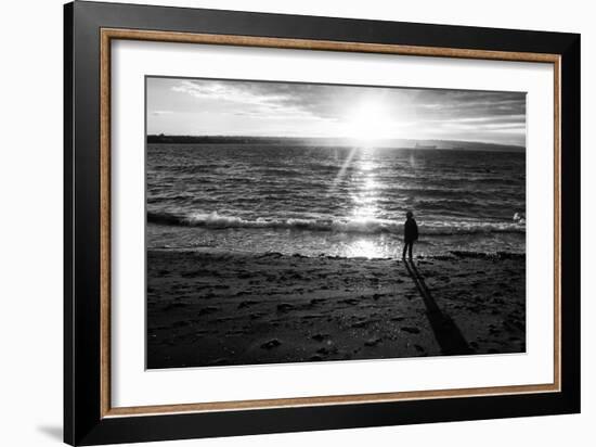 Young Child Alone on Beach-Sharon Wish-Framed Photographic Print