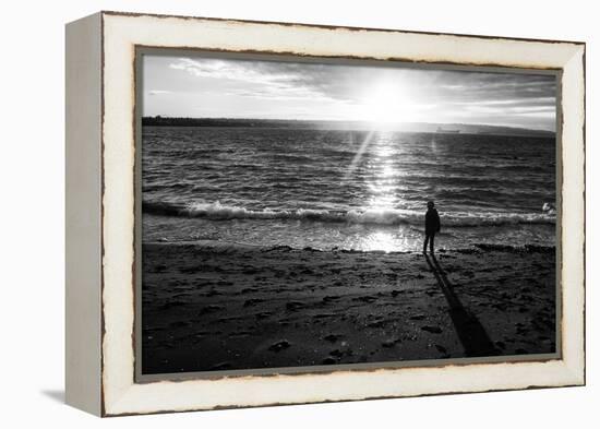 Young Child Alone on Beach-Sharon Wish-Framed Premier Image Canvas