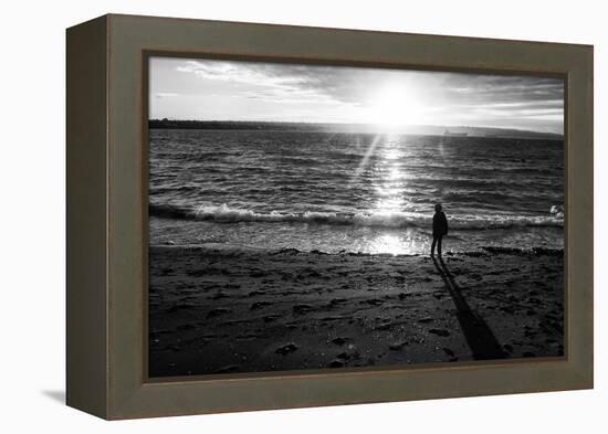 Young Child Alone on Beach-Sharon Wish-Framed Premier Image Canvas