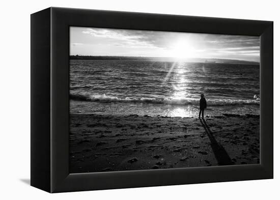 Young Child Alone on Beach-Sharon Wish-Framed Premier Image Canvas