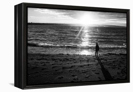 Young Child Alone on Beach-Sharon Wish-Framed Premier Image Canvas
