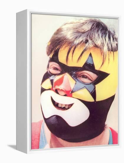 Young Chubby Boy in Wrestling Mask-null-Framed Stretched Canvas