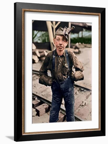 Young Coal Miner at Turkey Knob Mine, West Virginia. 1908 (Coloured Photo)-Lewis Wickes Hine-Framed Giclee Print